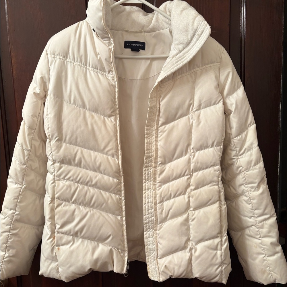 Lands' End Women's Off-White Puffer Coat